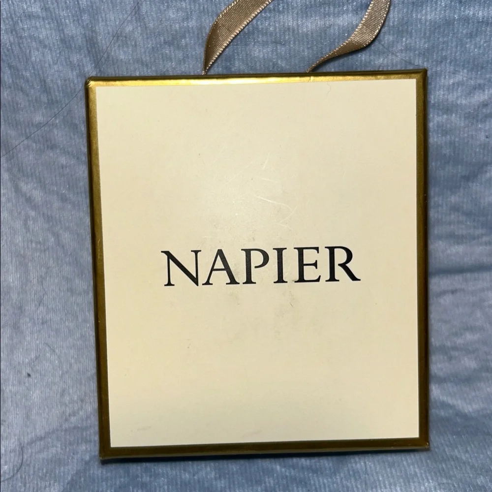 Napier Red Enamel and Rhinestone Poinsettia Pin Brooch.